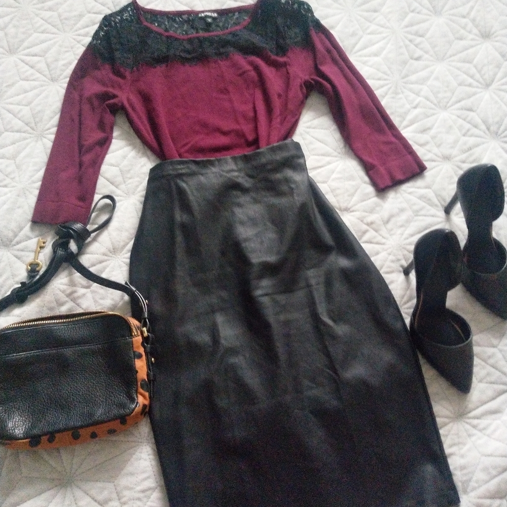 Medium maroon sweater with laced top, Express